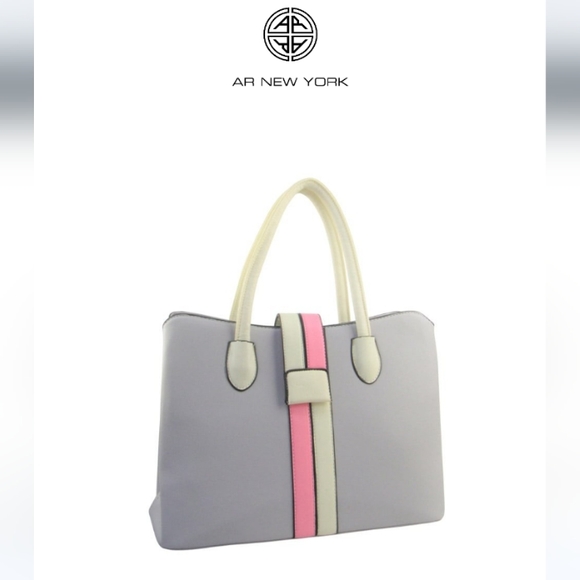 NWT AR NEW YORK GRAY @ PINK SATCHEL HANDBAG - Picture 2 of 4